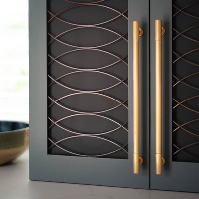 Features our Horizontal Elliptical Grille with Fine Mesh Backing in our antique brass lacquered (ABL) grille finish | Project by Emmie B Interiors.
