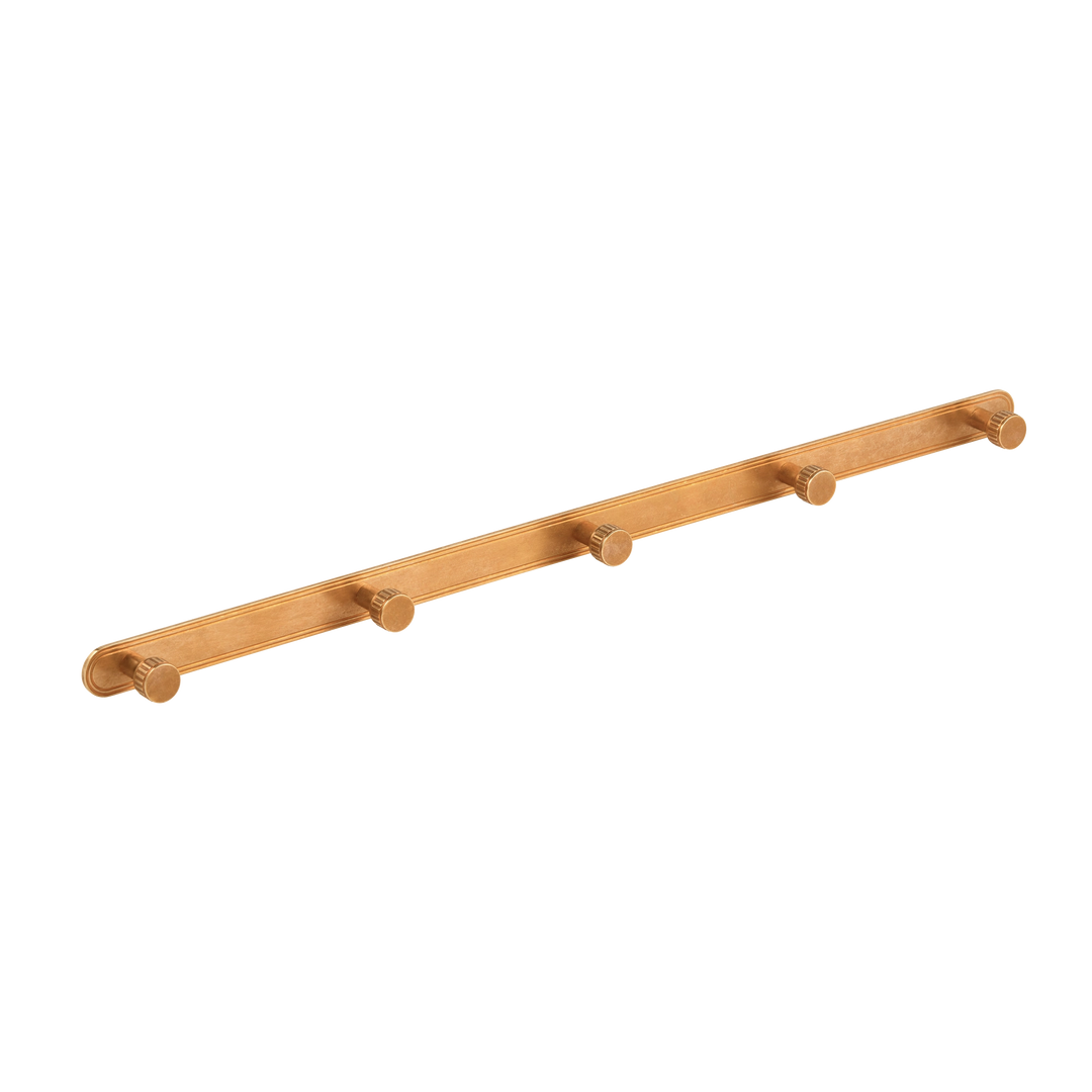 Barwick Ridged Wall Hook Rack (5 Hooks) in our aged brass (BEL) finish