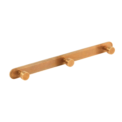 Barwick Plain Wall Hook Rack (3 Hooks) in our aged brass (BEL) finish