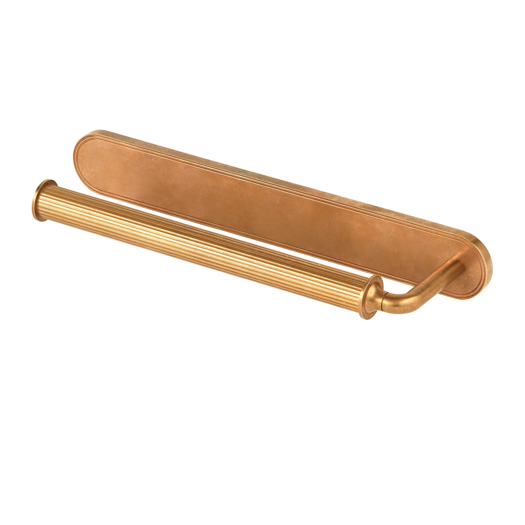 Barwick Ridged Hand Towel Rail (Left Hand) with Backplate in our aged brass (BEL) finish