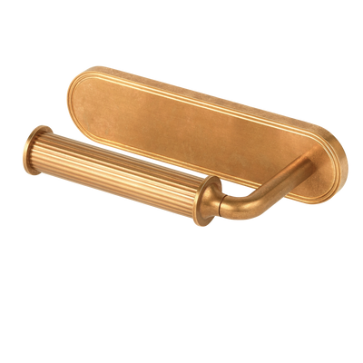 Barwick Ridged Toilet Roll Holder (Left Hand) with Backplate in our aged brass (BEL) finish