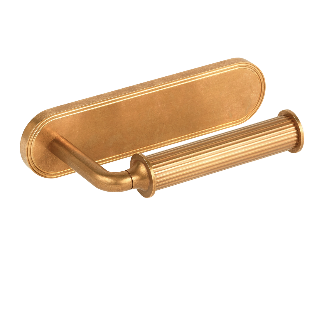 Barwick Ridged Toilet Roll Holder (Right Hand) with Backplate in our aged brass (BEL) finish
