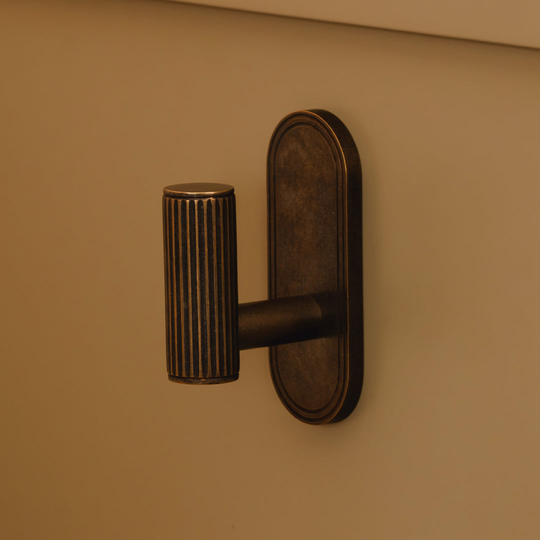 Photography by Joey Kendal Brown | Barwick Ridged Wall Hook shown in our dark aged brass (DAB) finish.