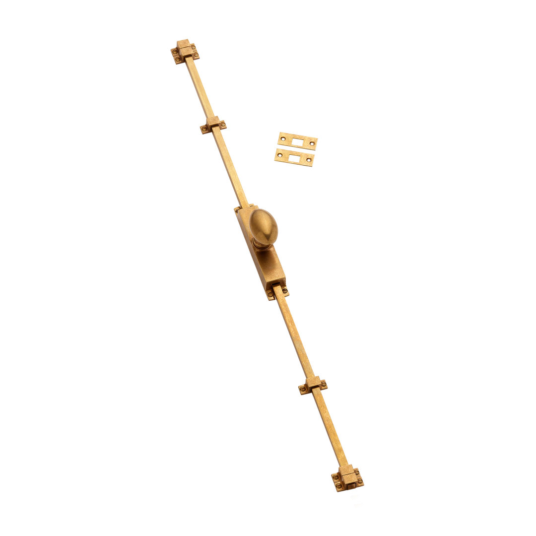 Cremone bolt shown in our aged brass (BEL) finish).