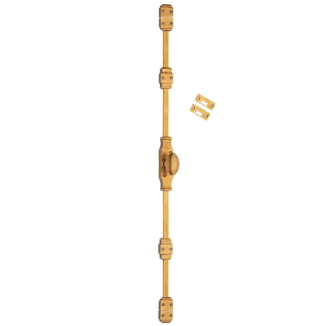 Cremone bolt shown in our aged brass (BEL) finish).