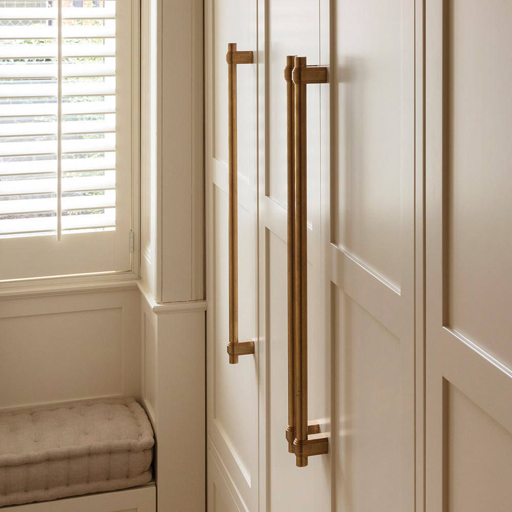 Design by Studio LBI | Gaumont appliance handle shown in our aged brass (BEL) finish.