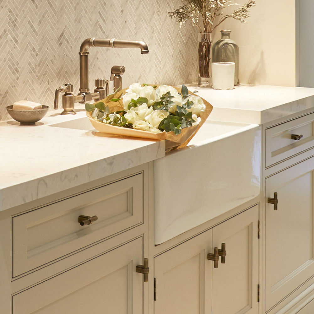 Design by Sophie Paterson Interiors | Gaumont T-bar handle shown in our satin antique satin lacquered (SAS) finish.