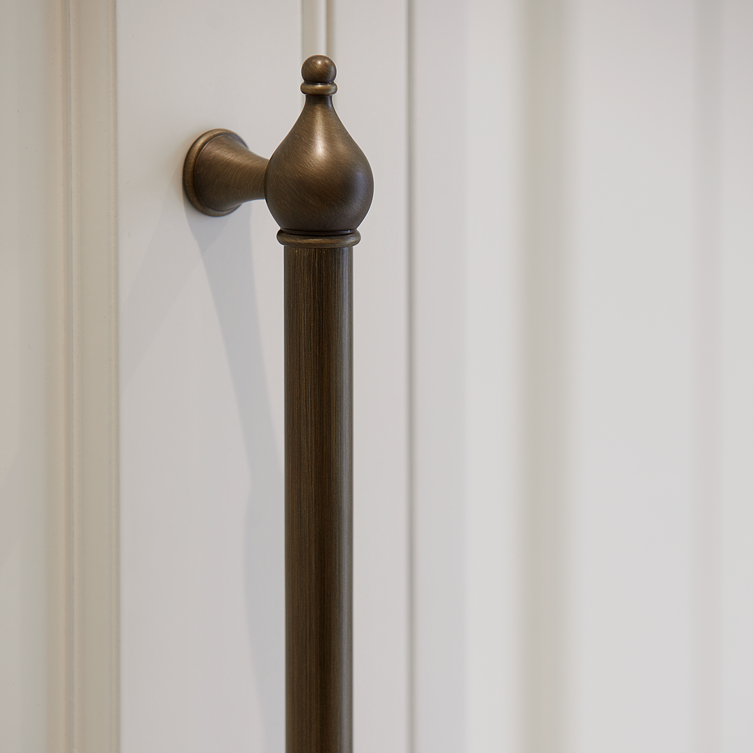 Design by Laura Hammett. Product shown in our satin antique satin lacquered (SAS) finish.