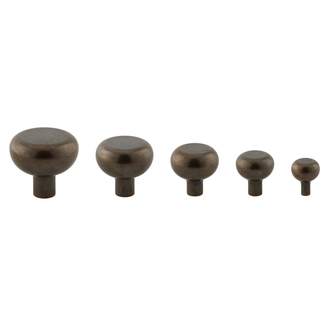 Loop cabinet knobs shown in our dark aged brass (DAB) finish.