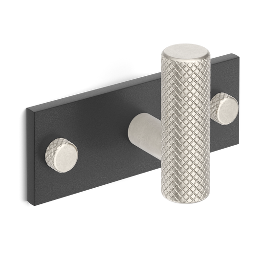 MIX Diamond Knurled Single Horizontal Wall Hook - Mixed Finish