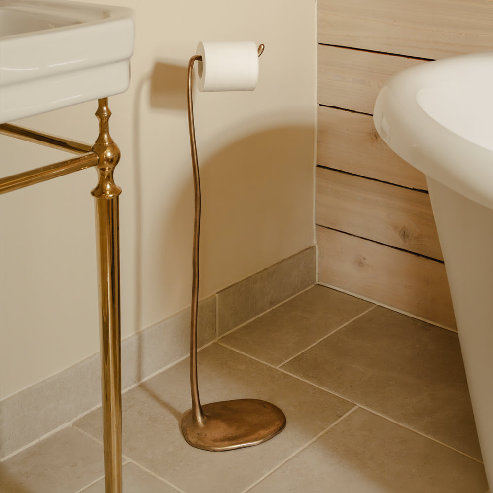Photography by Joey Kendal Brown | Sketch Freestanding Toilet Roll Holder shown in silicon bronze. 