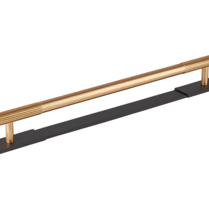 Sample of MIX Straight Knurled Appliance Pull Handle & Backplate - Mixed Finish