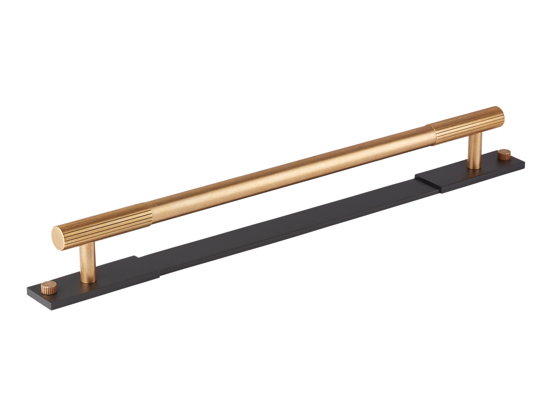 Sample of MIX Straight Knurled Appliance Pull Handle & Backplate - Mixed Finish